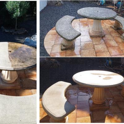 Nettoyage d une table  béton
